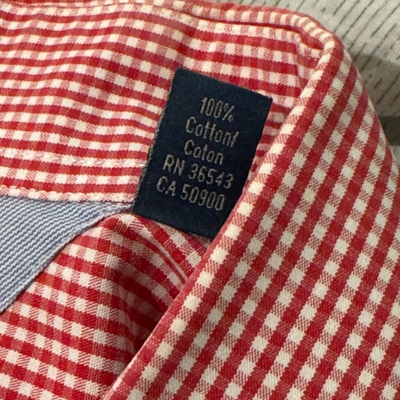 Tommy Hilfiger Red & White Gingham, Big and Tall Shirt- size 19 34/35 - Picture 5 of 5